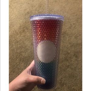 Starbucks Pride rainbow studded tumbler.